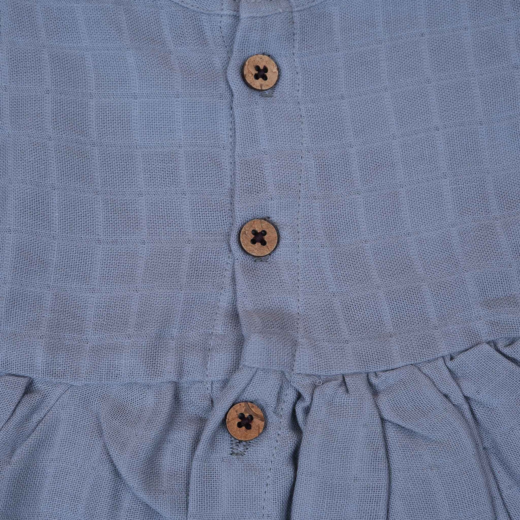 Baby Muslin Frock with Wooden Buttons – Soft & Breathable Boon Babies