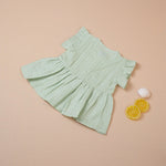 Green Muslin Frock with Wooden Buttons – Soft & Organic for Babies Boon Babies