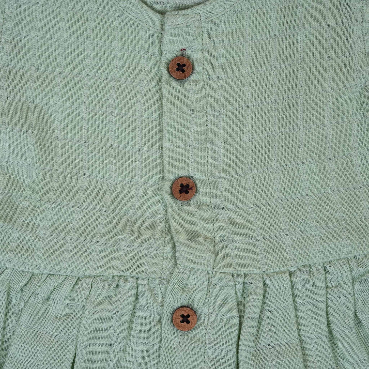 Green Muslin Frock with Wooden Buttons – Soft & Organic for Babies Boon Babies