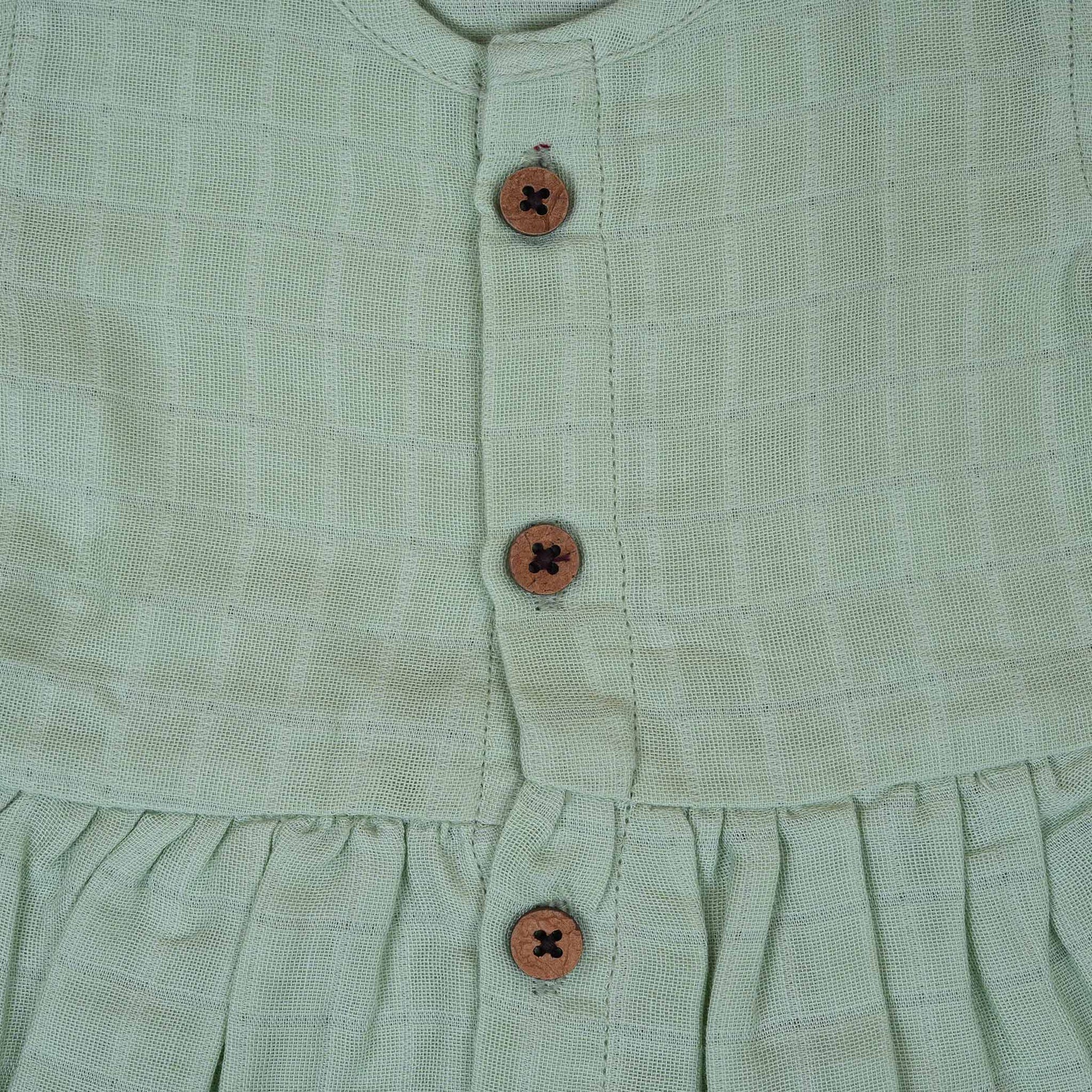 Green Muslin Frock with Wooden Buttons – Soft & Organic for Babies Boon Babies