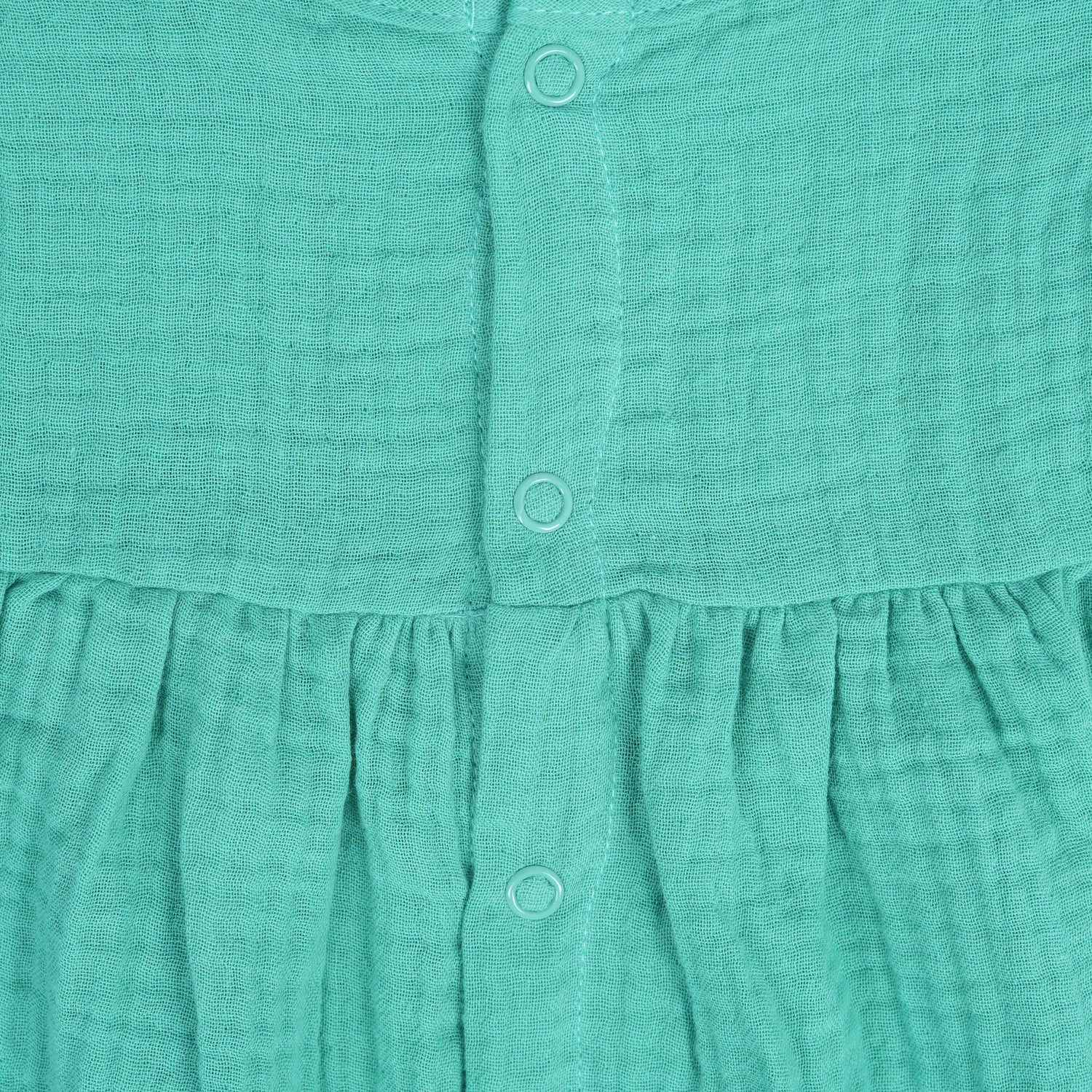 Mint Blue Crinkled Muslin Baby Frock – Soft & Breezy Comfort