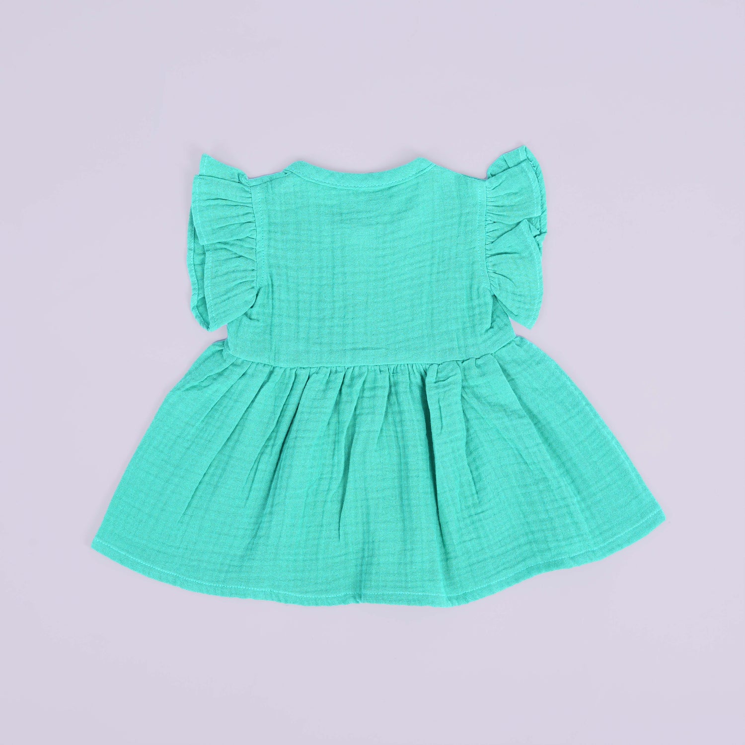 Mint Blue Crinkled Muslin Baby Frock – Soft & Breezy Comfort