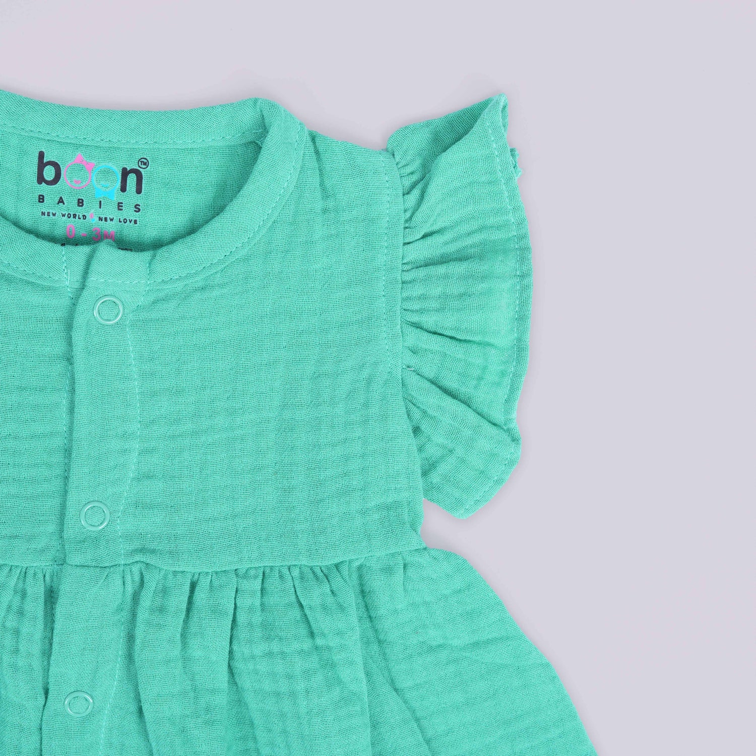 Mint Blue Crinkled Muslin Baby Frock – Soft & Breezy Comfort