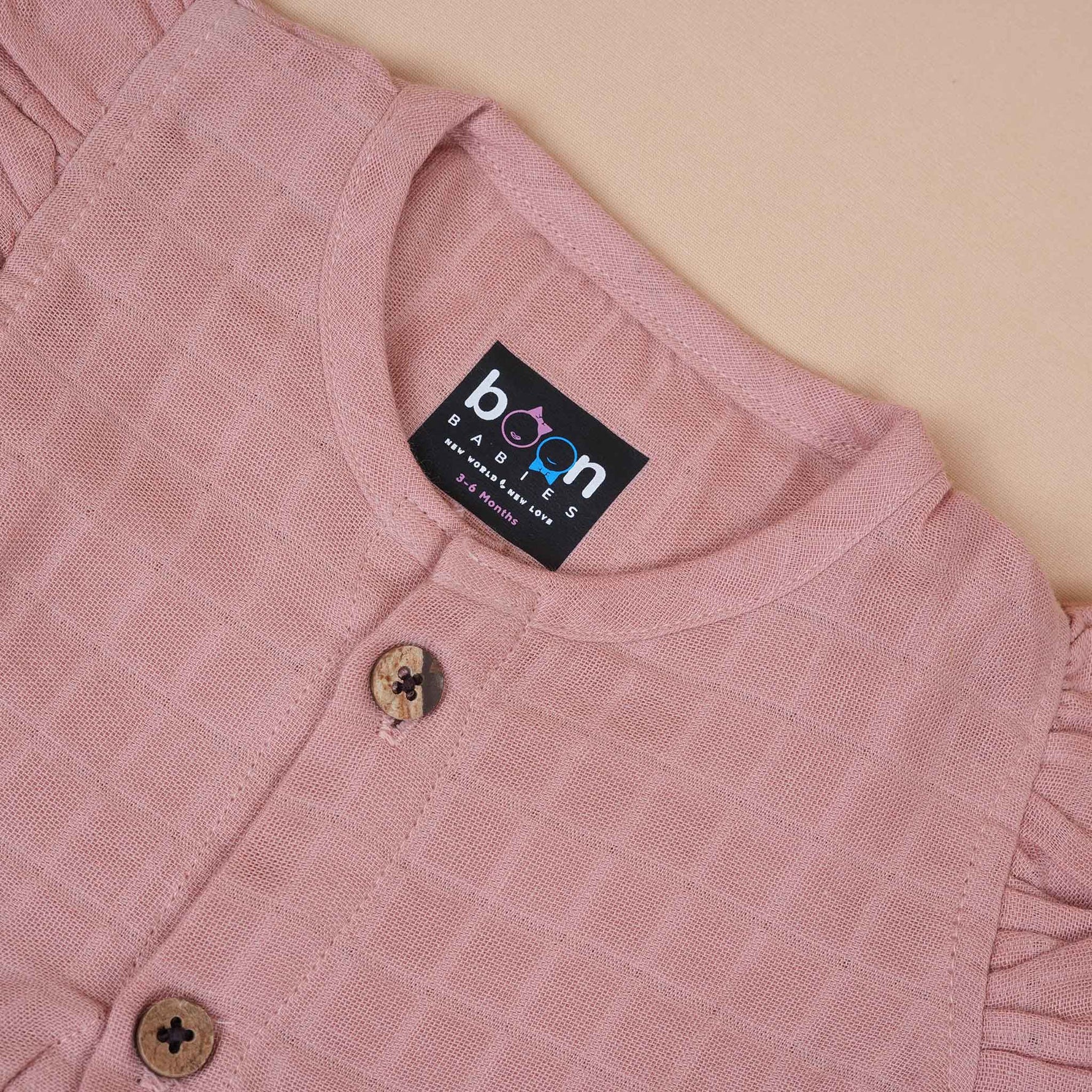 Soft Muslin Baby Frock with Wooden Buttons – Breathable & Stylish Boon Babies