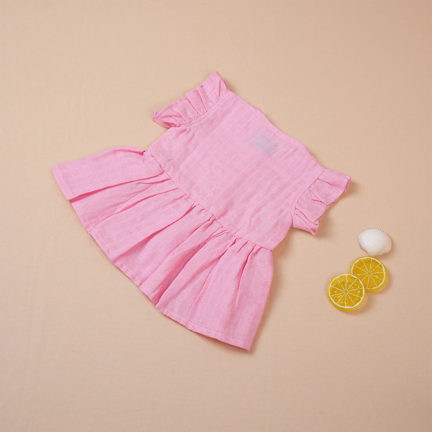Pink Muslin Baby Frock – Soft & Breathable with Wooden Buttons Boon Babies
