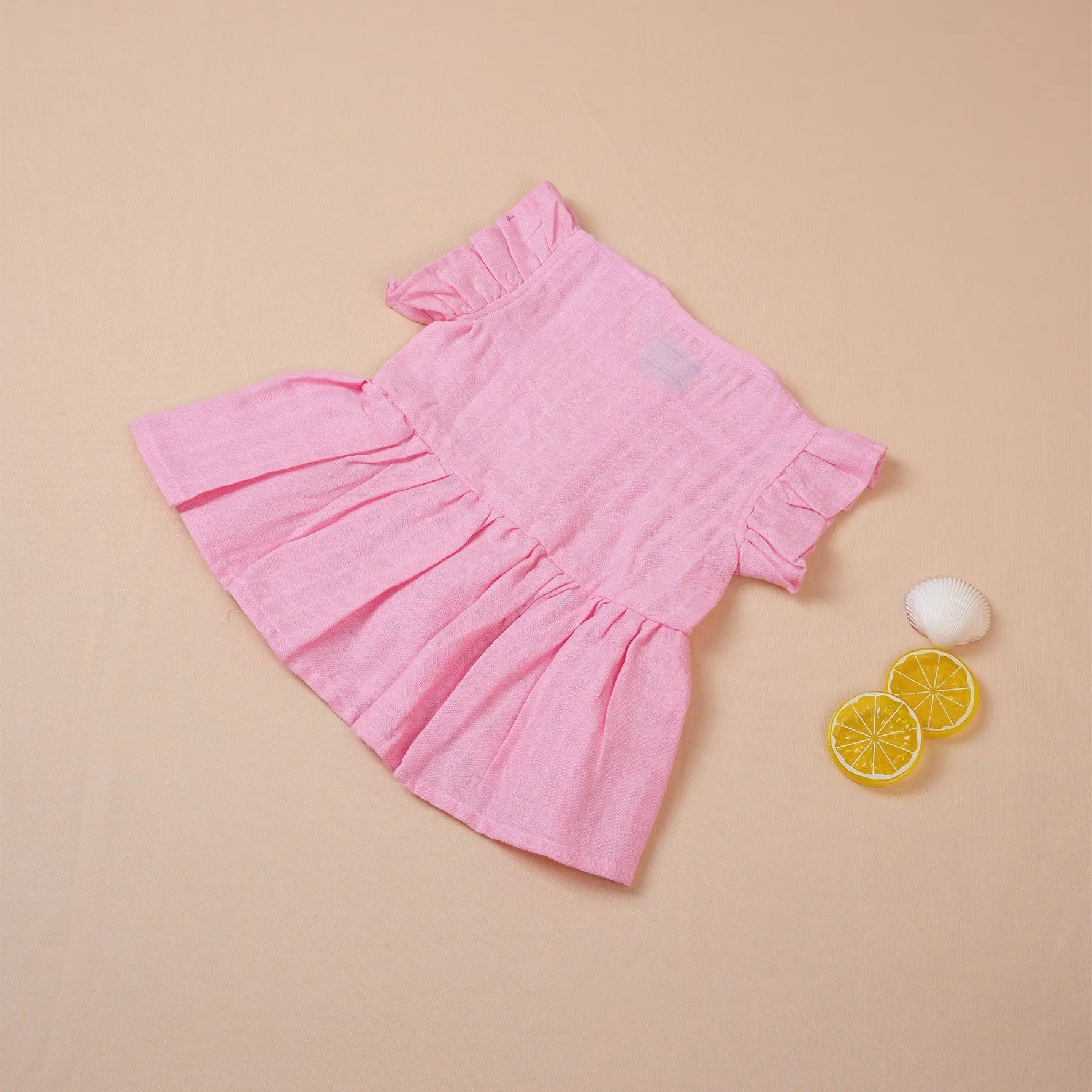 Pink Muslin Baby Frock – Soft & Breathable with Wooden Buttons Boon Babies