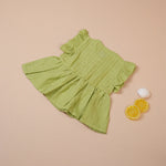 Pista Green Muslin Baby Frock with Wooden Buttons – Soft & Stylish Boon Babies