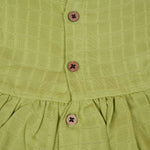 Pista Green Muslin Baby Frock with Wooden Buttons – Soft & Stylish Boon Babies