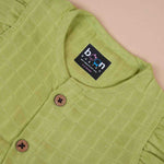 Pista Green Muslin Baby Frock with Wooden Buttons – Soft & Stylish Boon Babies