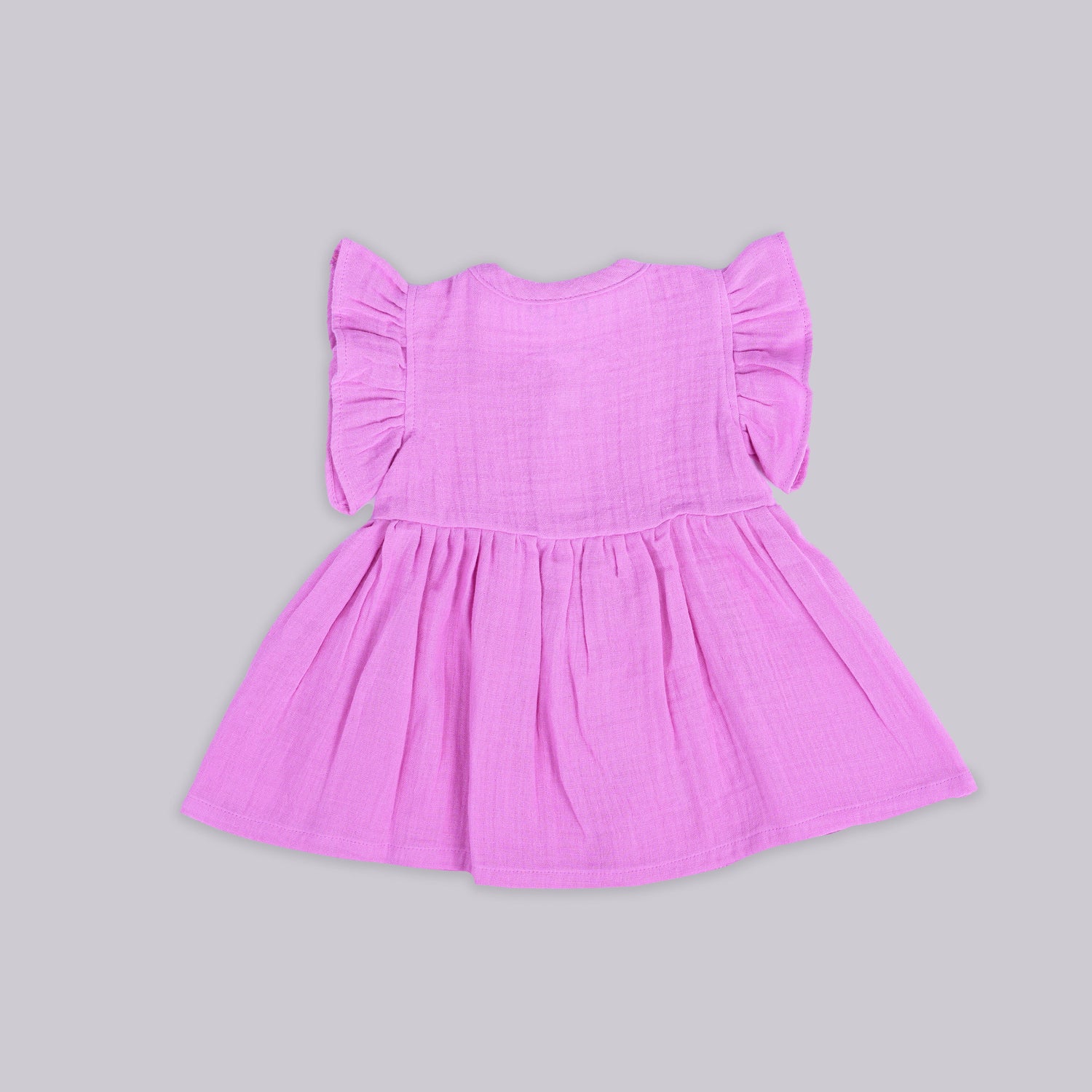 Rose Orchid Pink Crinkled Muslin Baby Frock – Lightweight & Adorable