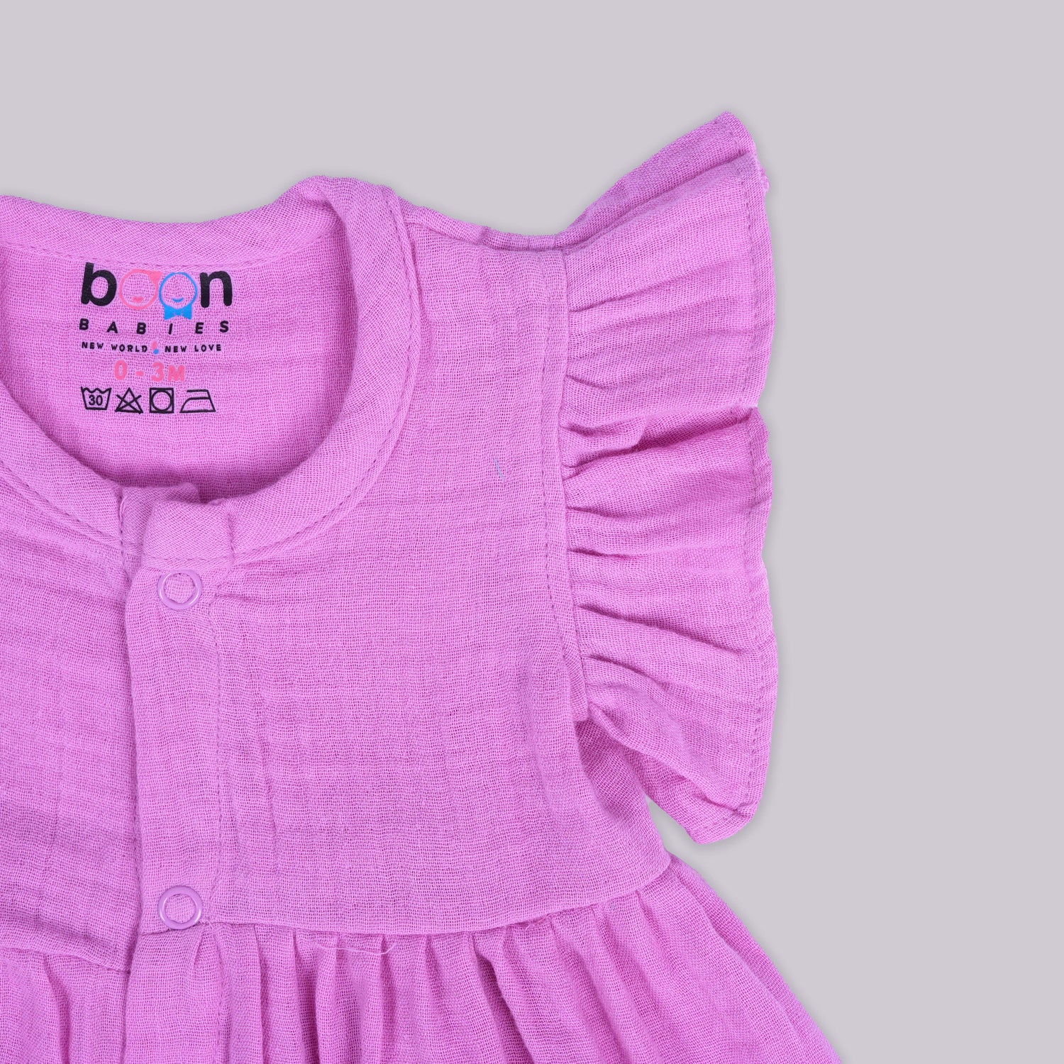 Rose Orchid Pink Crinkled Muslin Baby Frock – Lightweight & Adorable