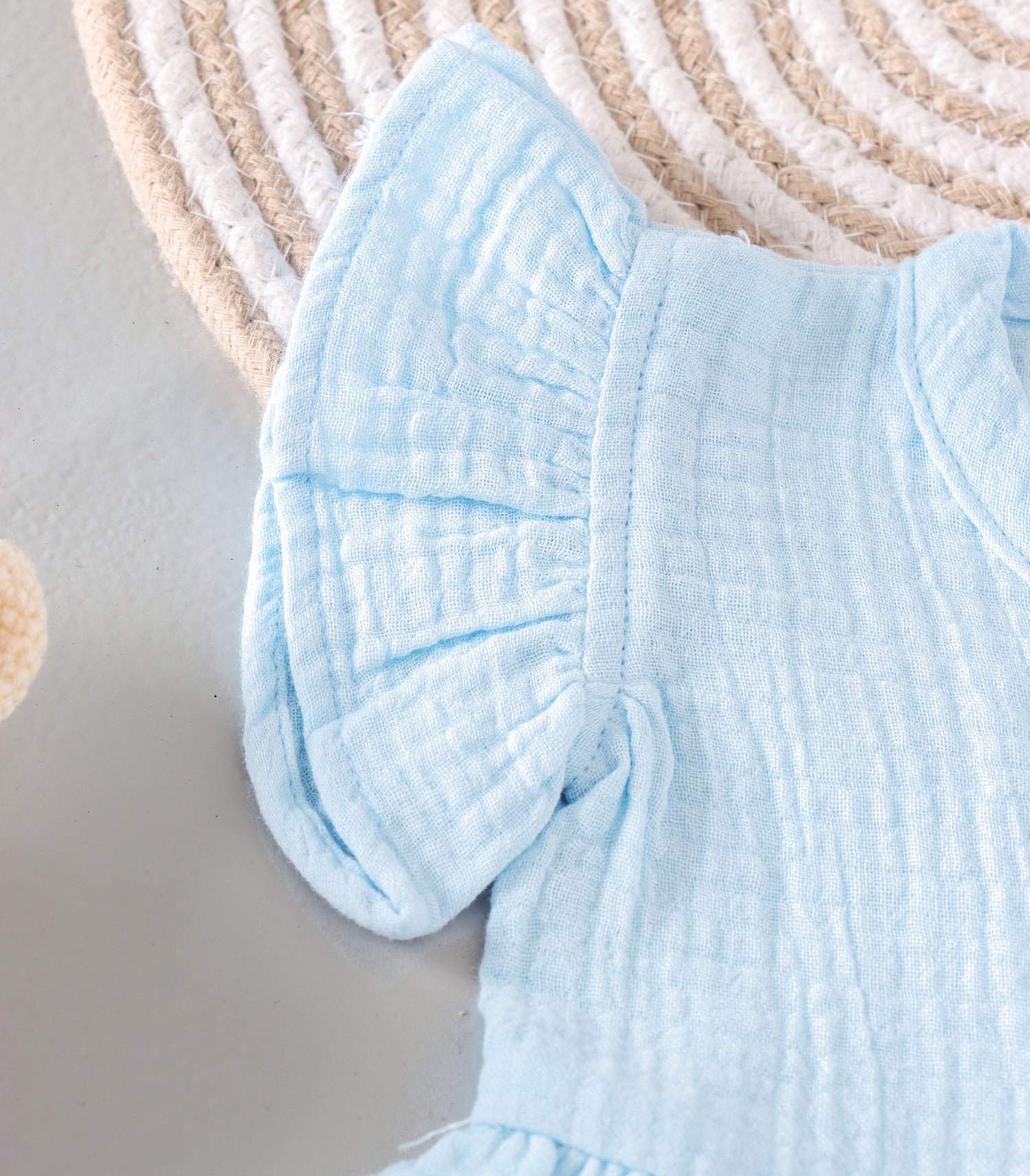 Sky Mist Crinkled Muslin Frill Frock – Cool Breeze Softness