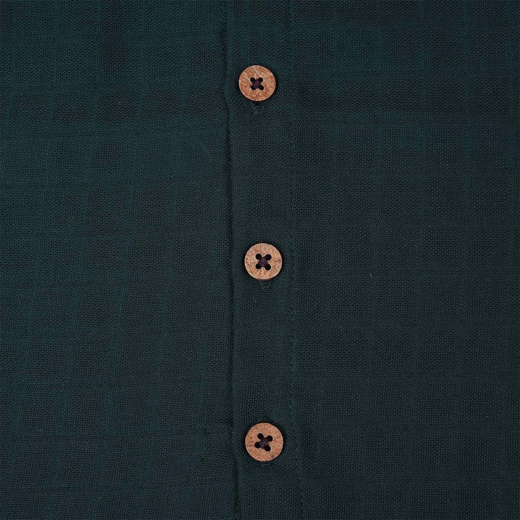 Elegant Dark Green Muslin Baby Jabla with Wooden Buttons Boon Babies