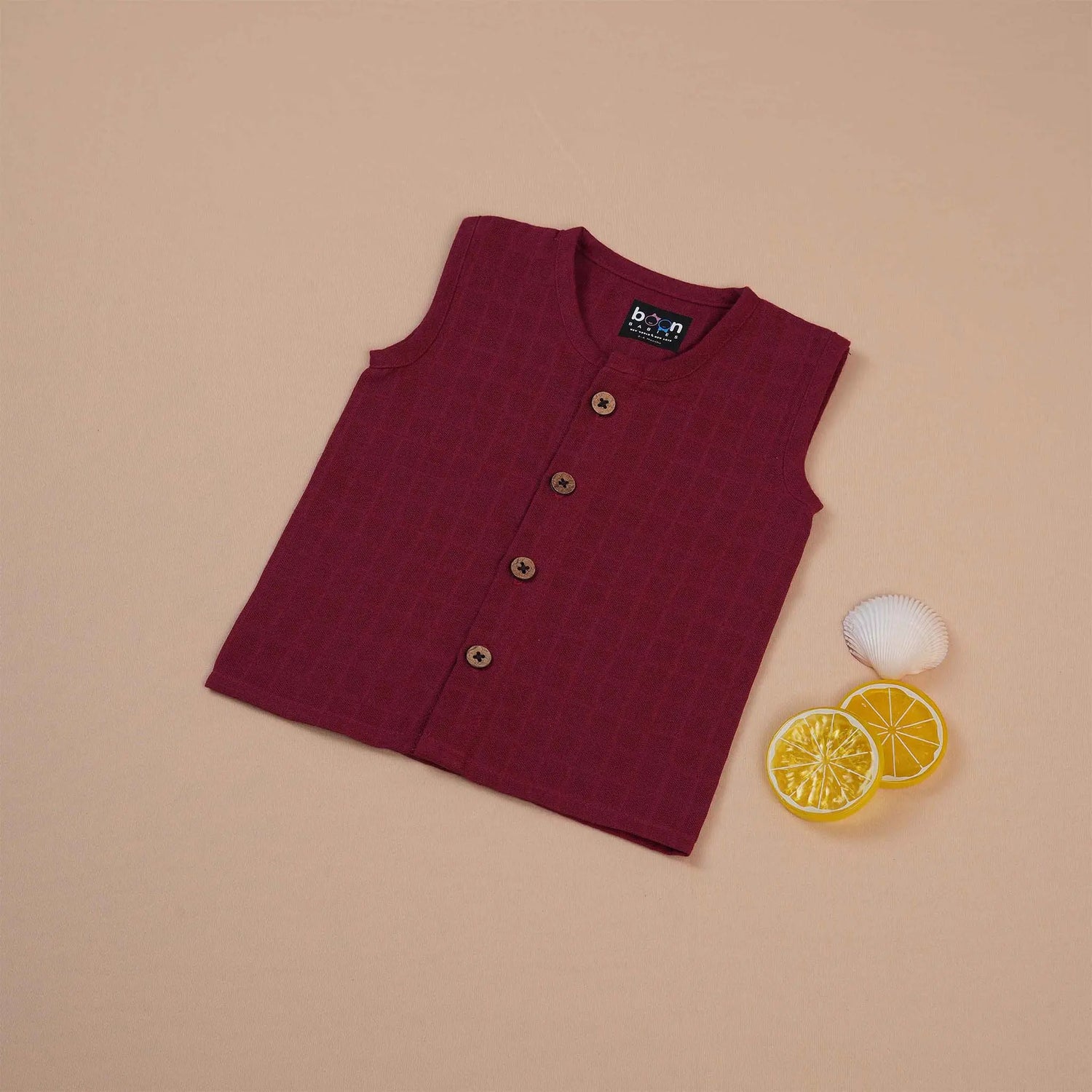 Deep Maroon Muslin Baby Jabla - Soft & Traditional Boon Babies