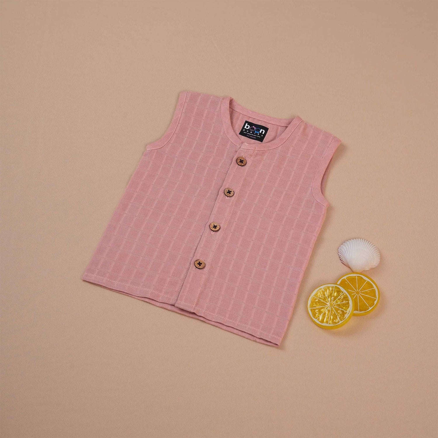 Soft Muslin Baby Jabla - Peach | Tiny Heart Print Boon Babies