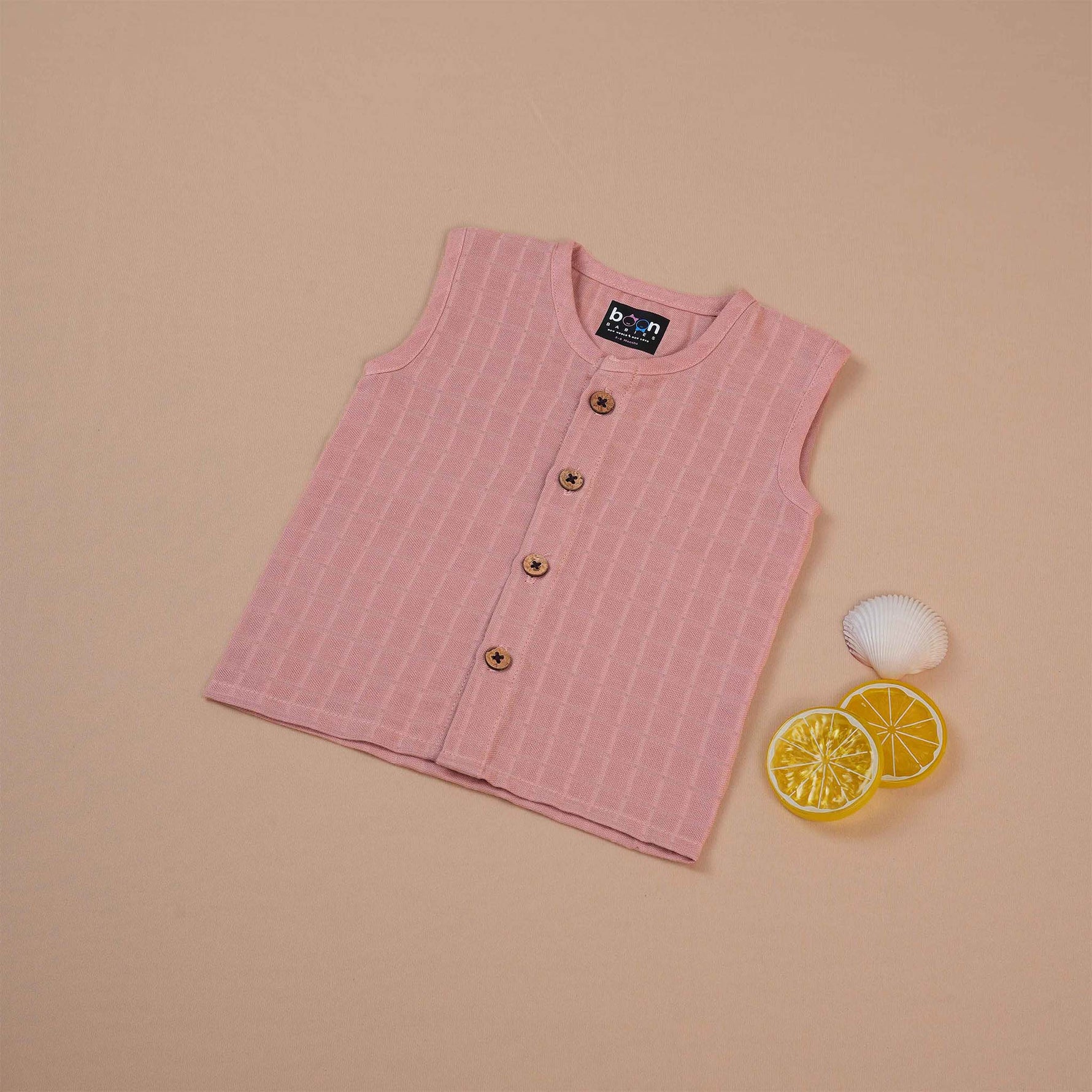 Soft Muslin Baby Jabla - Peach | Tiny Heart Print Boon Babies