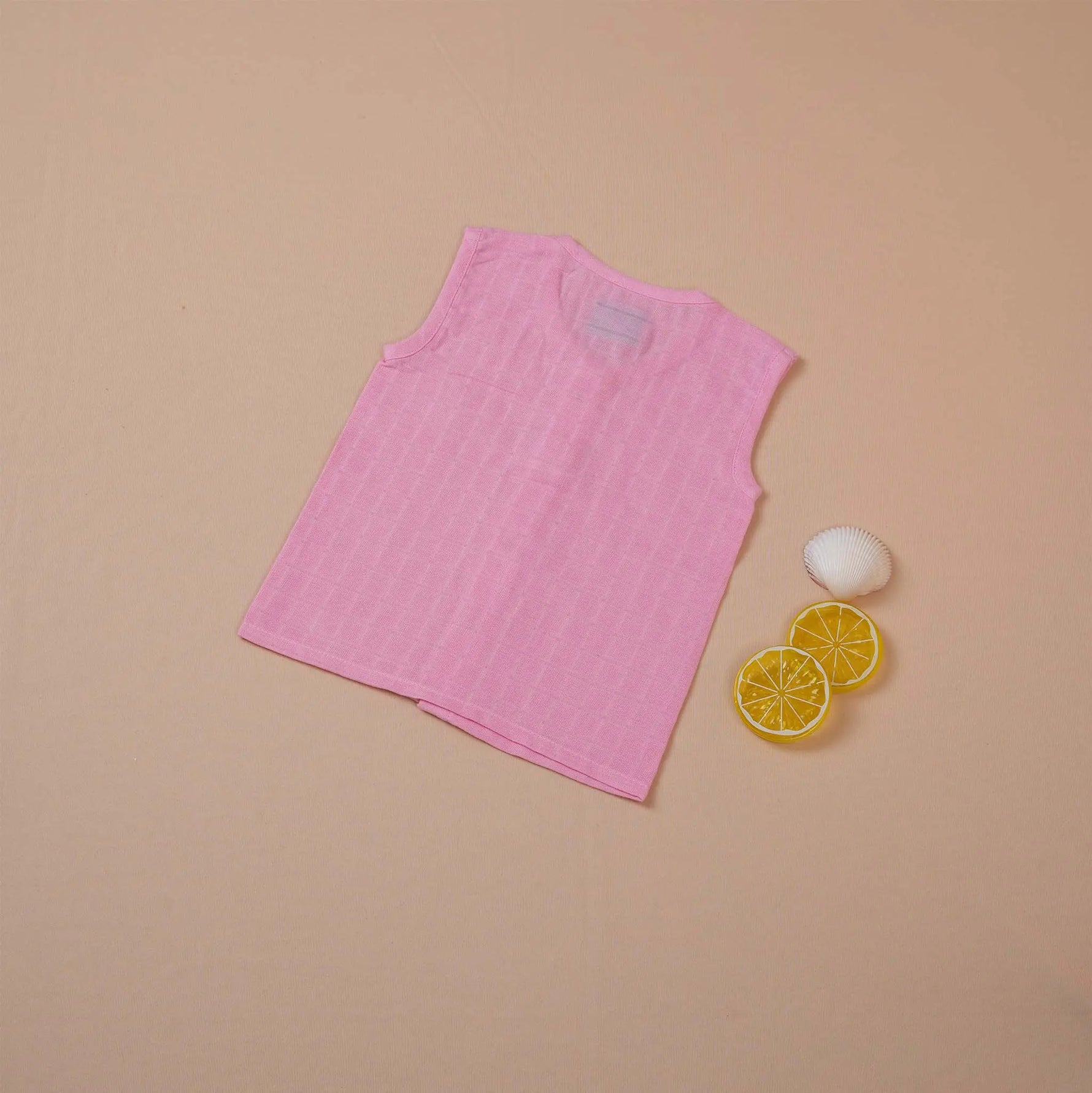 Soft Pink Muslin Baby Jabla with Wooden Buttons Boon Babies