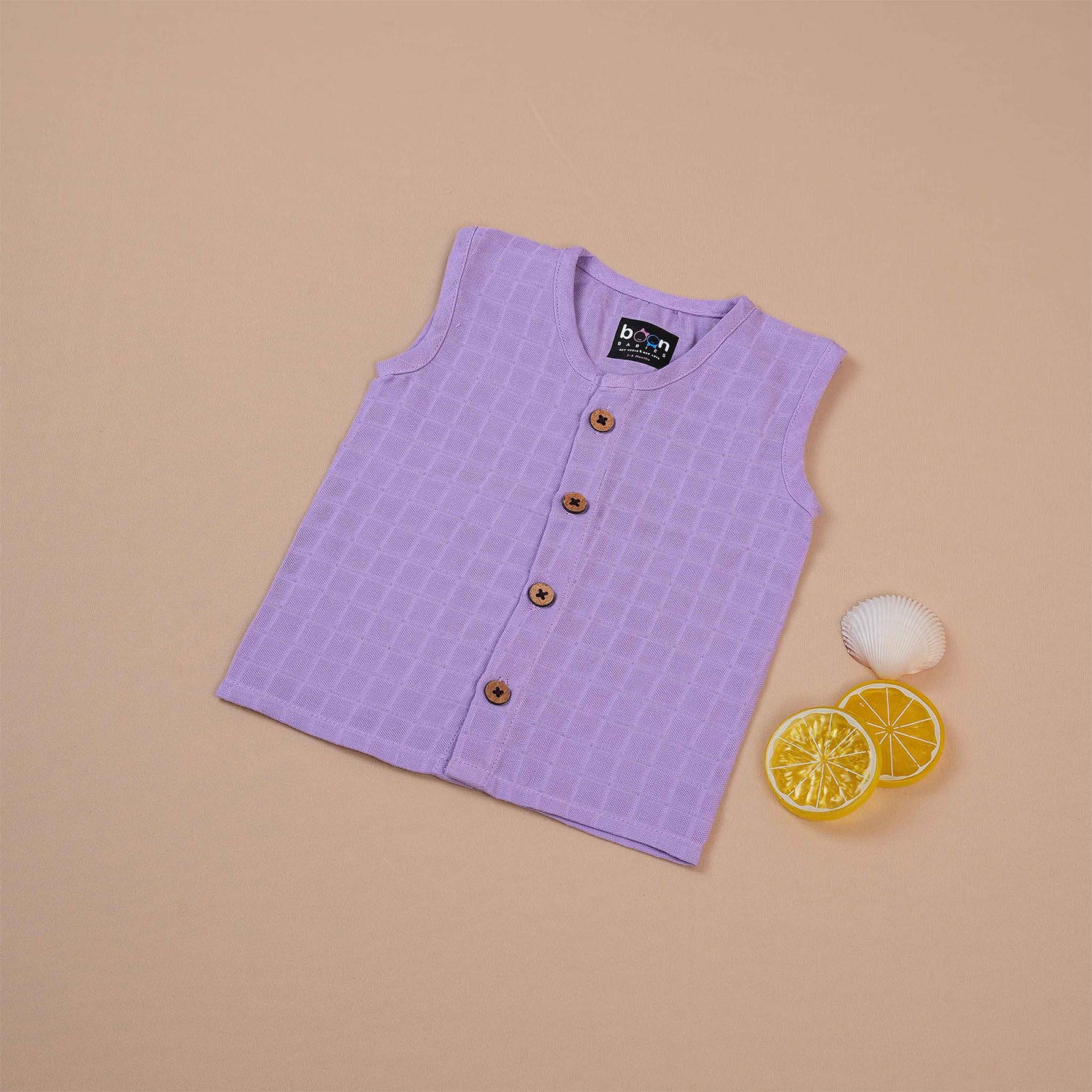 Organic Muslin Baby Jabla - Purple | Checkered Pattern Boon Babies