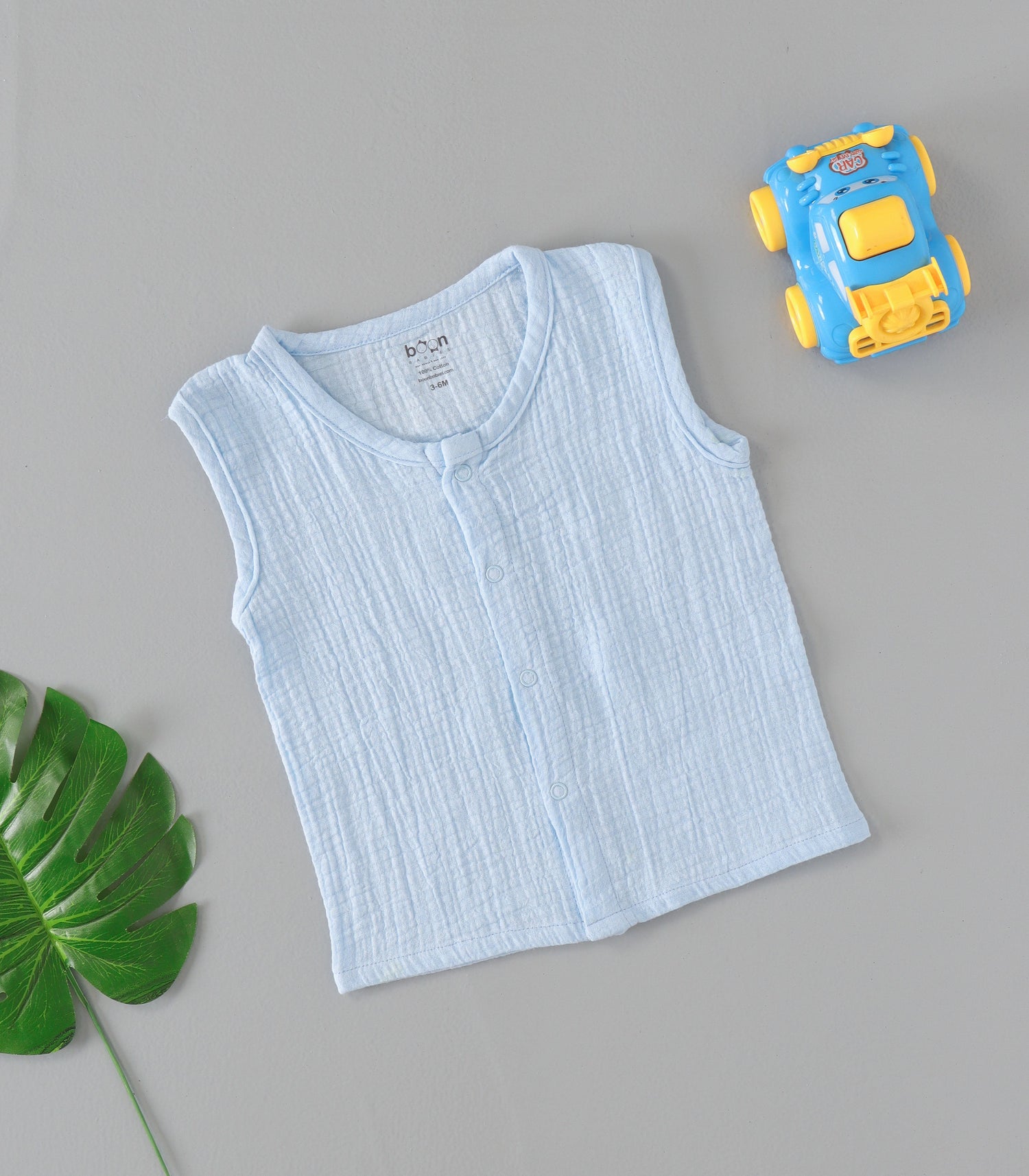 Sky Mist Crinkled Muslin Jabla  – Airy Comfort for Babies