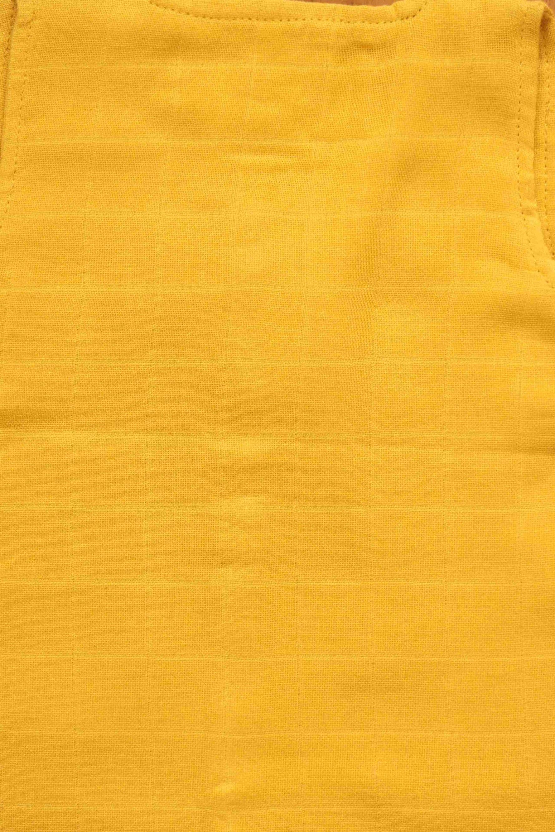 Soft mustard yellow muslin babywear jabla by Boon Babies, 4-layer organic cotton vest for 0-3 months, eco-friendly and comfortable.