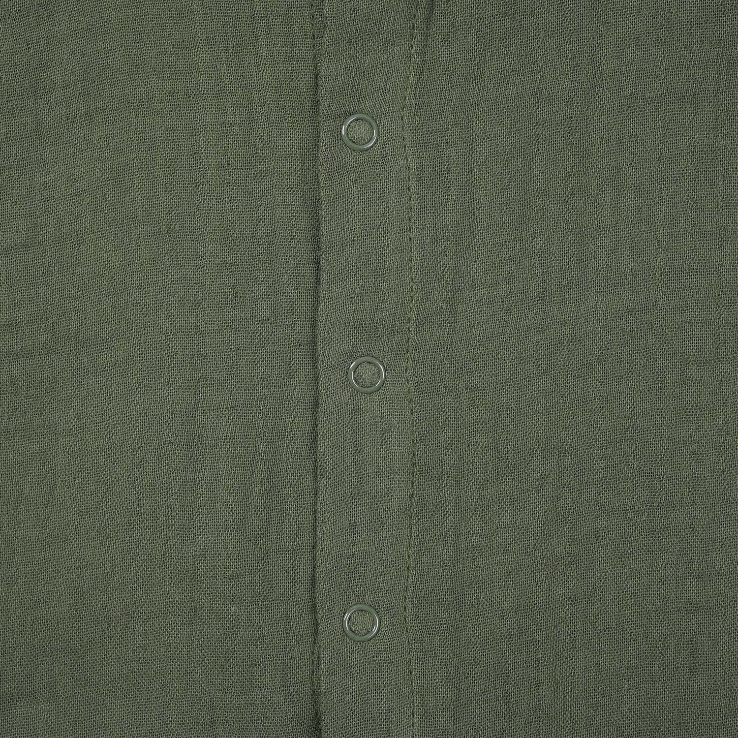 Army Green Crinkled Muslin Jabla & Shorts Set – Soft & Breezy Wear for Babies