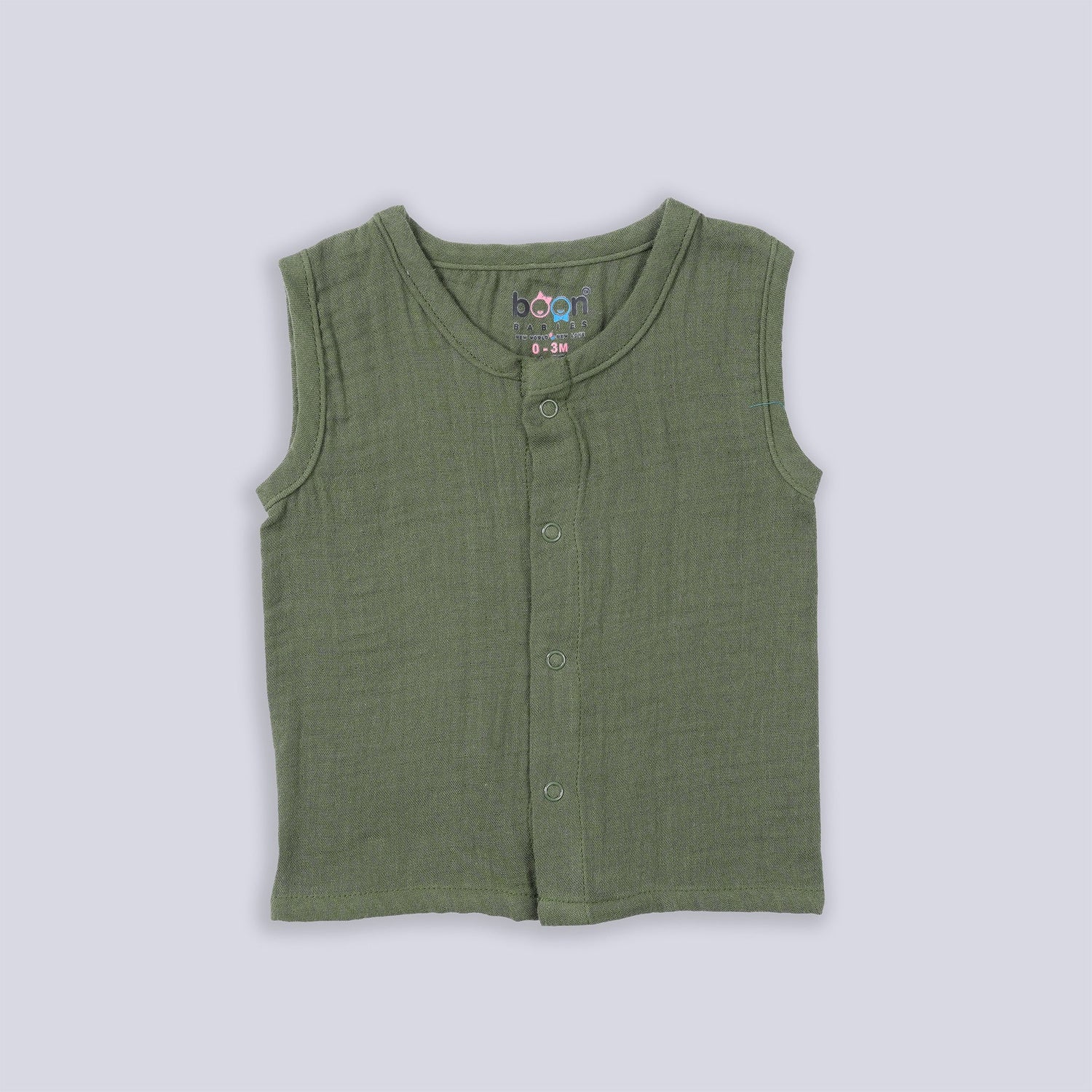 Army Green Crinkled Muslin Jabla & Shorts Set – Soft & Breezy Wear for Babies