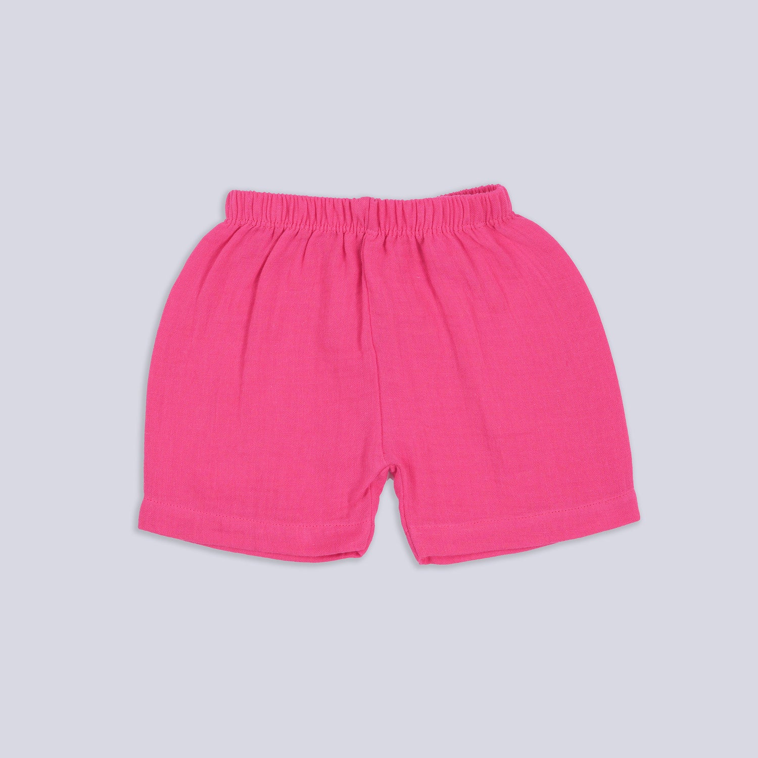 Bright Pink Muslin Jabla & Shorts Set – Soft & Stylish Comfort for Babies