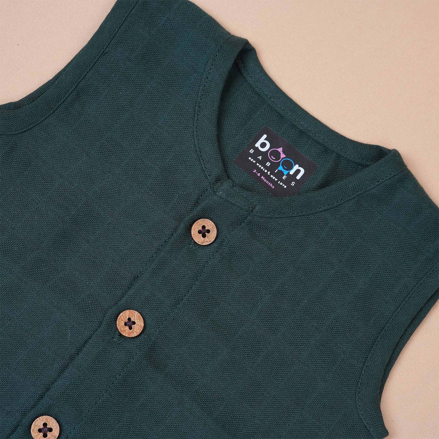 Dark Green Muslin Baby Jabla & Shorts – Premium Comfort for Babies