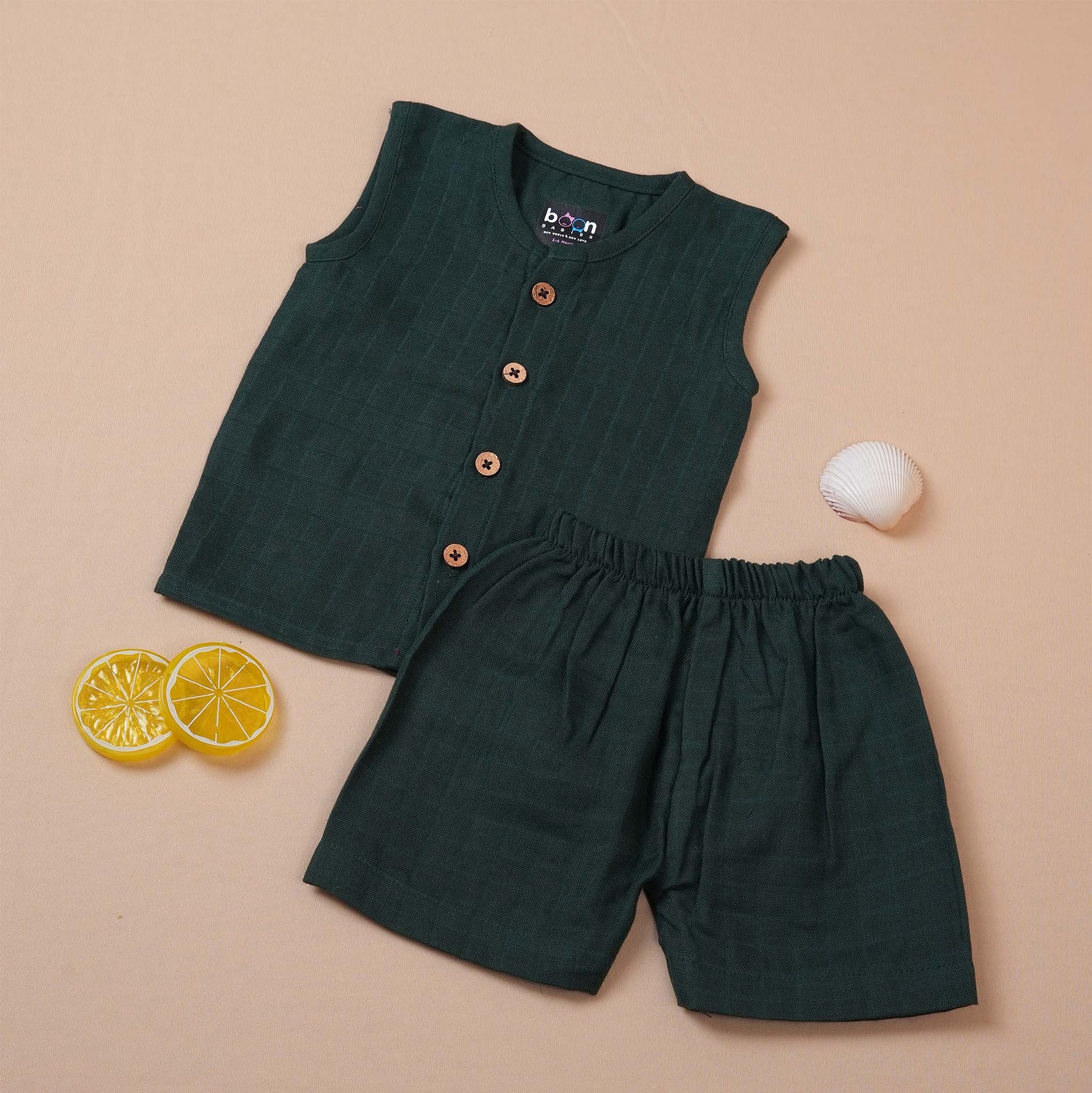 Dark Green Muslin Baby Jabla & Shorts – Premium Comfort for Babies Boon Babies