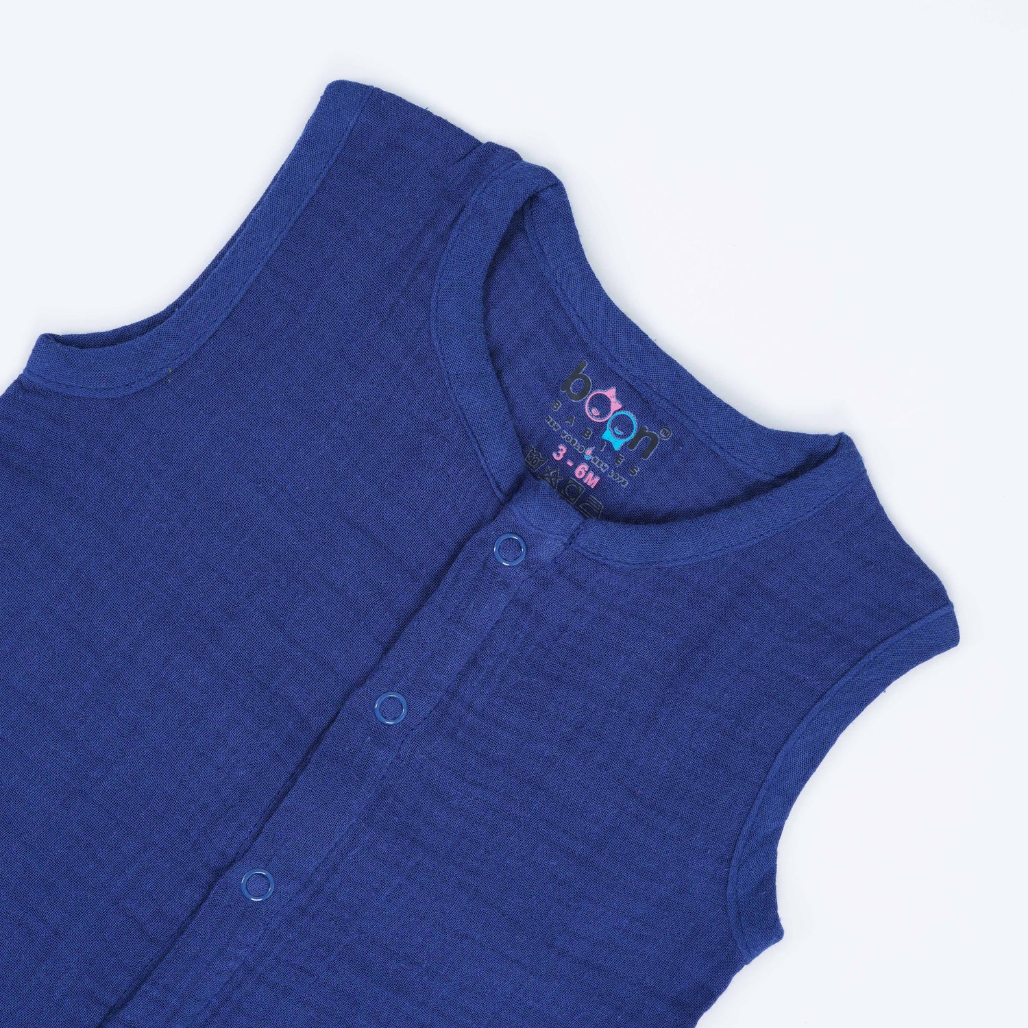 Deep Blue Crinkled Muslin Jabla and Shorts Set – Soft & Breathable for Babies