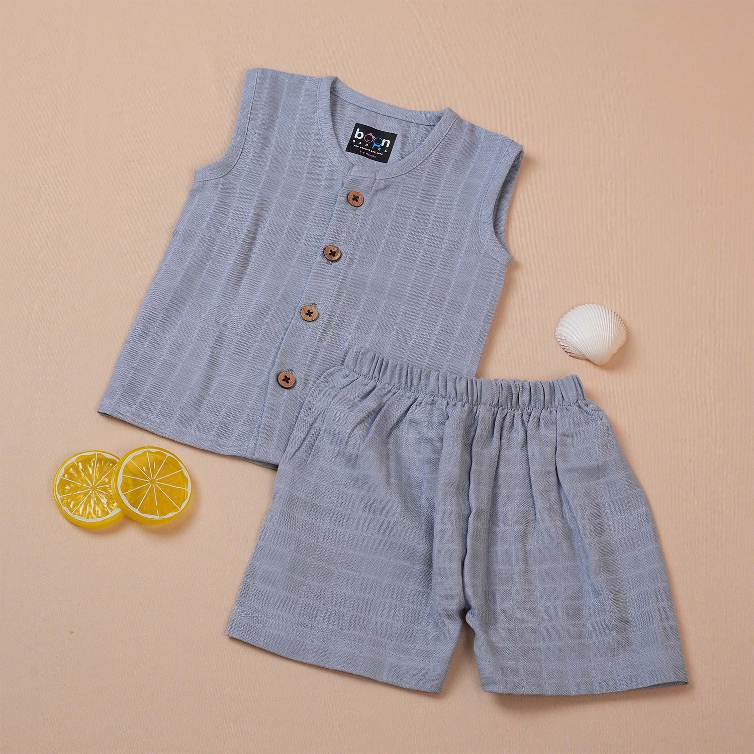 Cool Grey Muslin Baby Jabla & Shorts – Soft & Elegant Boon Babies
