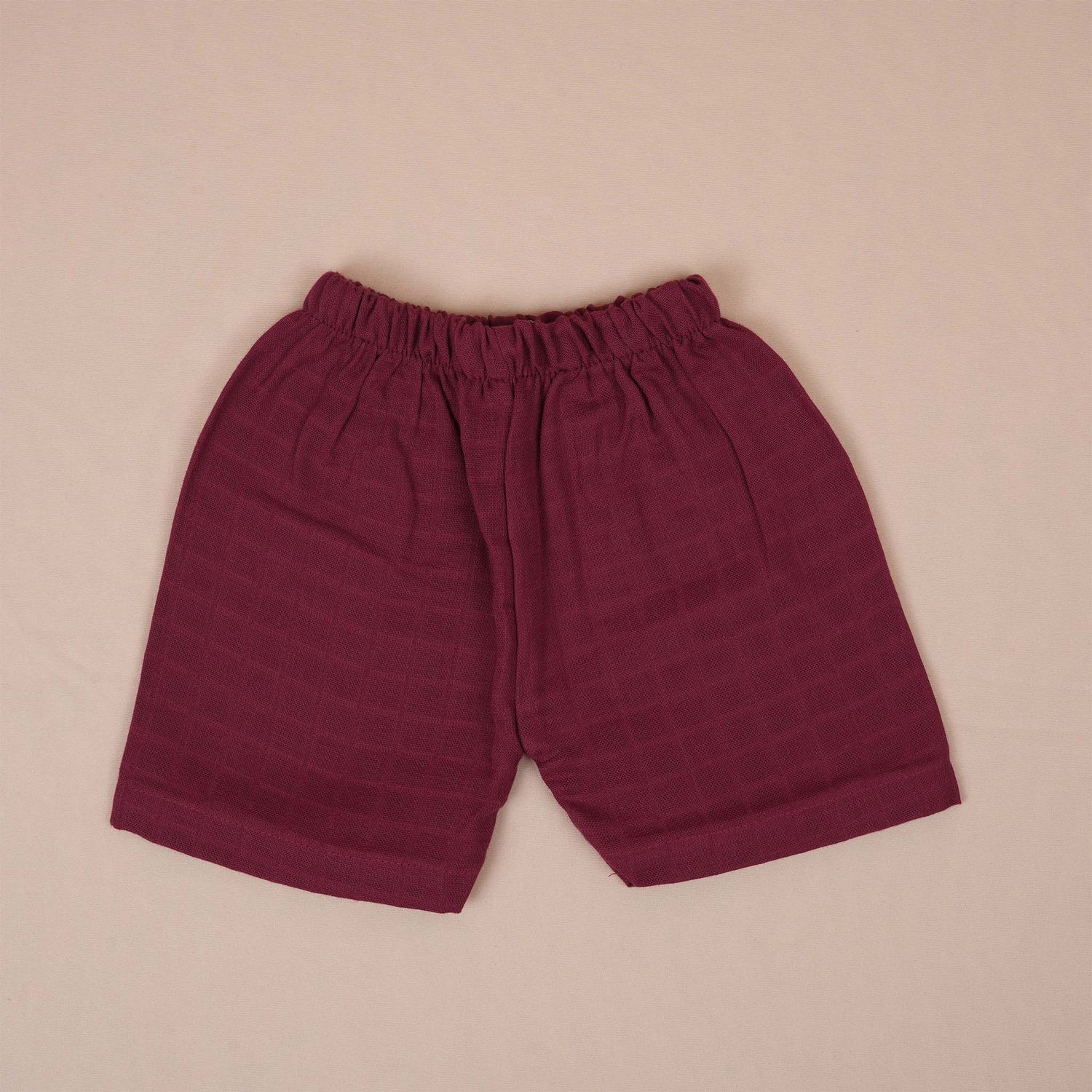 Deep Maroon Muslin Baby Jabla & Shorts – Stylish & Cozy