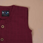 Deep Maroon Muslin Baby Jabla & Shorts – Stylish & Cozy Boon Babies