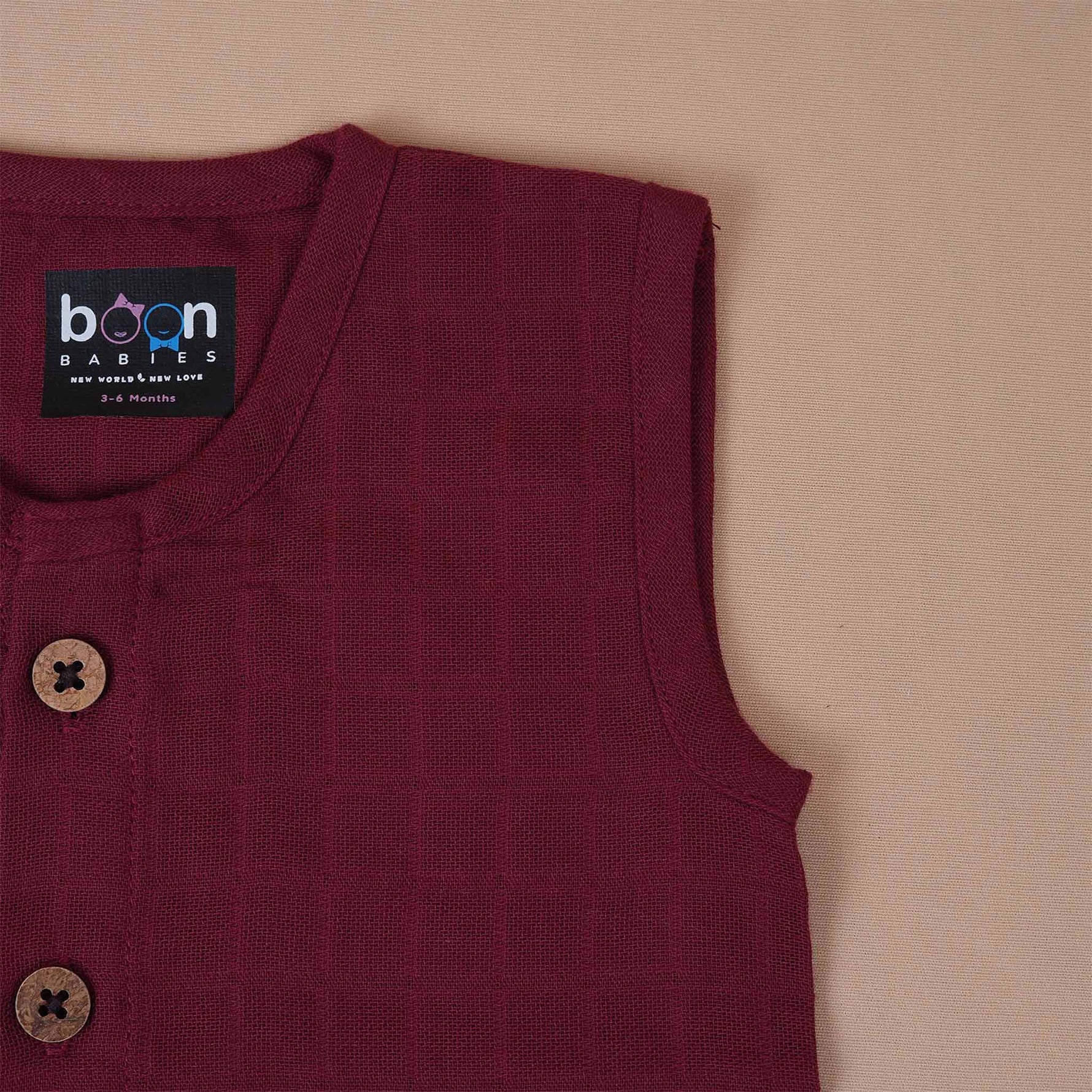 Deep Maroon Muslin Baby Jabla & Shorts – Stylish & Cozy Boon Babies