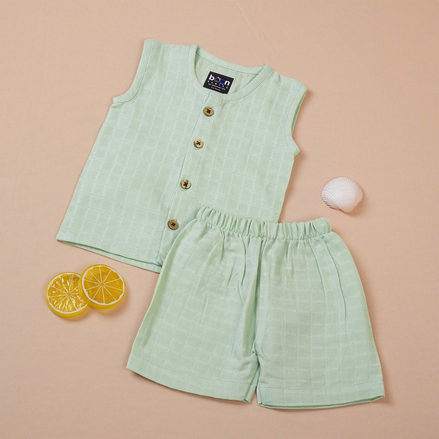 Fresh Mint Green Muslin Baby Jabla & Shorts – Cool & Soft Boon Babies
