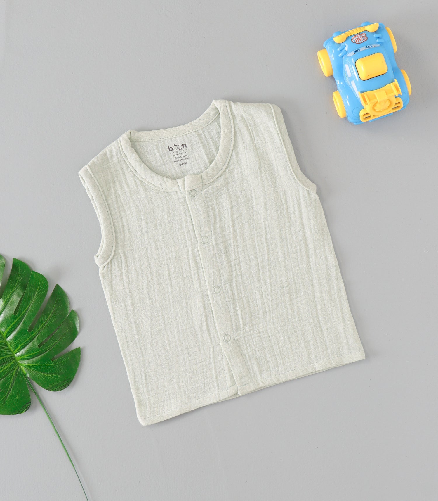 Cool mint green crinkled muslin set – soft, airy & gentle baby outfit for ages 3–24 months.