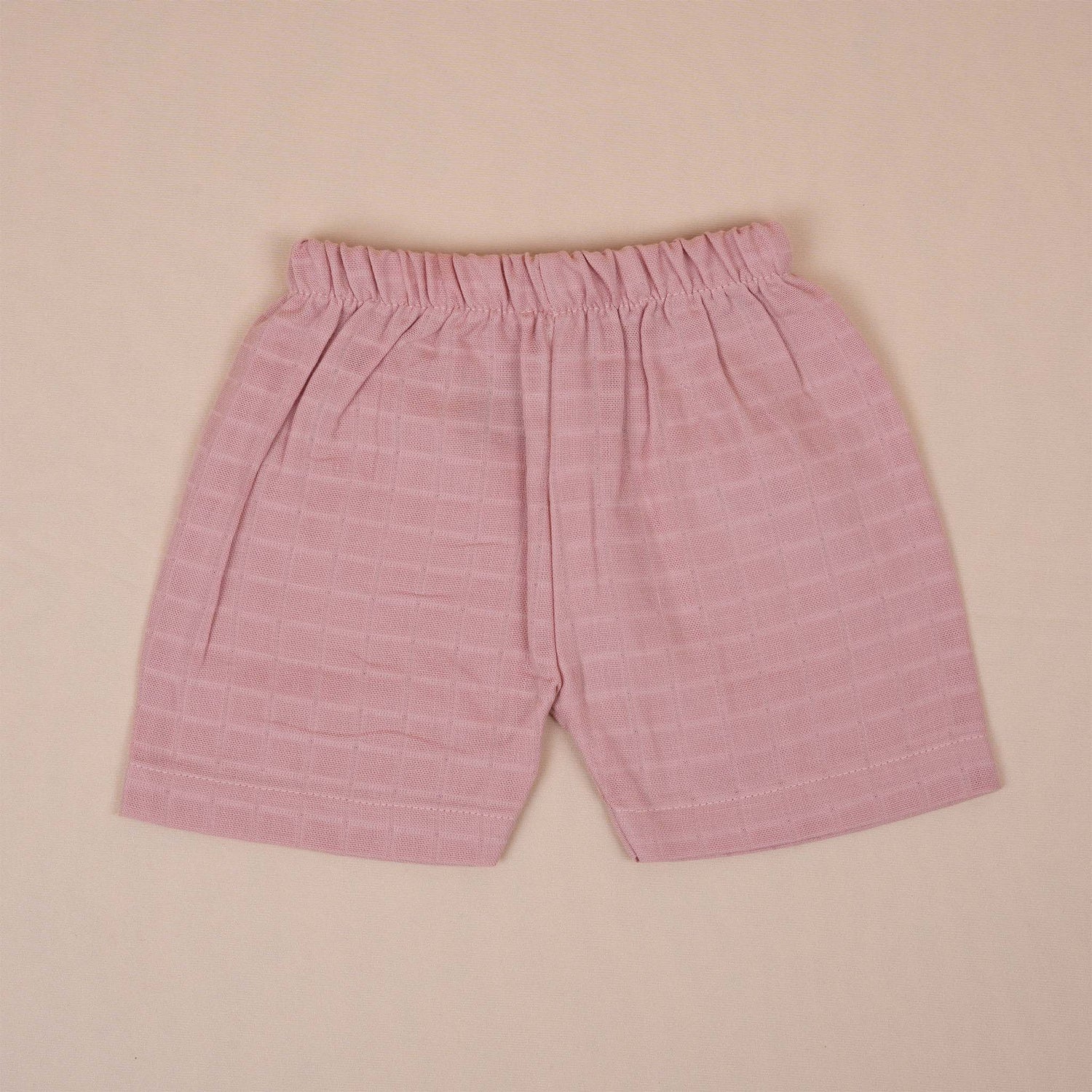 Soft Blush Peach Muslin Baby Jabla & Shorts Set – Breathable & Cozy