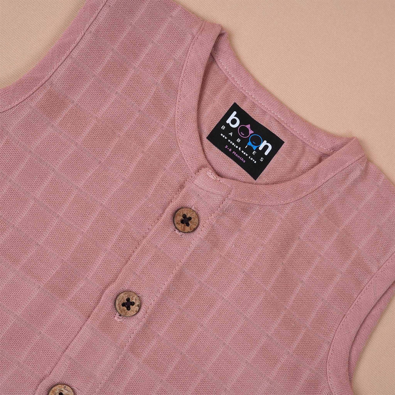 Soft Blush Peach Muslin Baby Jabla & Shorts Set – Breathable & Cozy