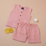 Soft Blush Peach Muslin Baby Jabla & Shorts Set – Breathable & Cozy Boon Babies