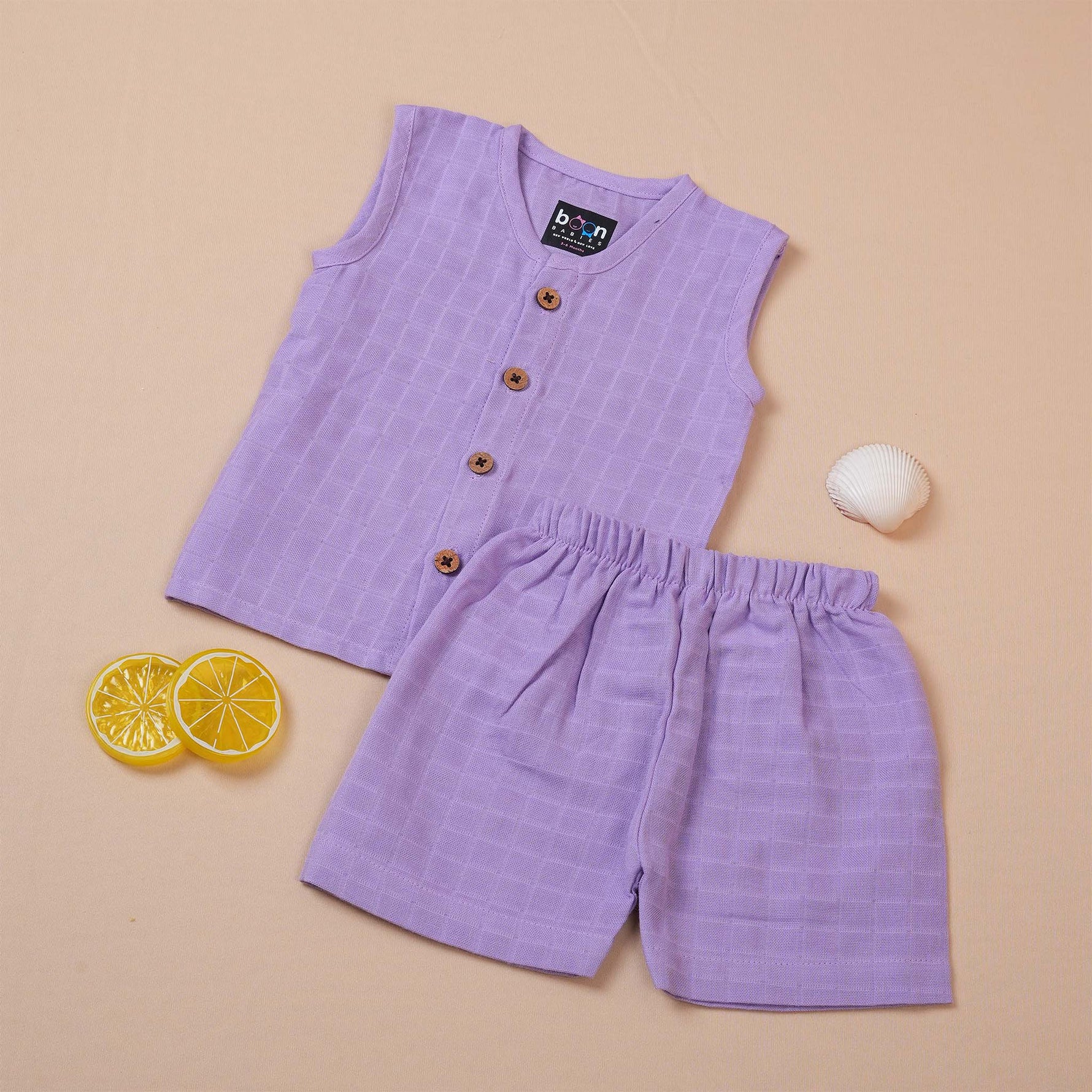 Purple Muslin Baby Jabla & Shorts – Soft & Cozy3 Boon Babies