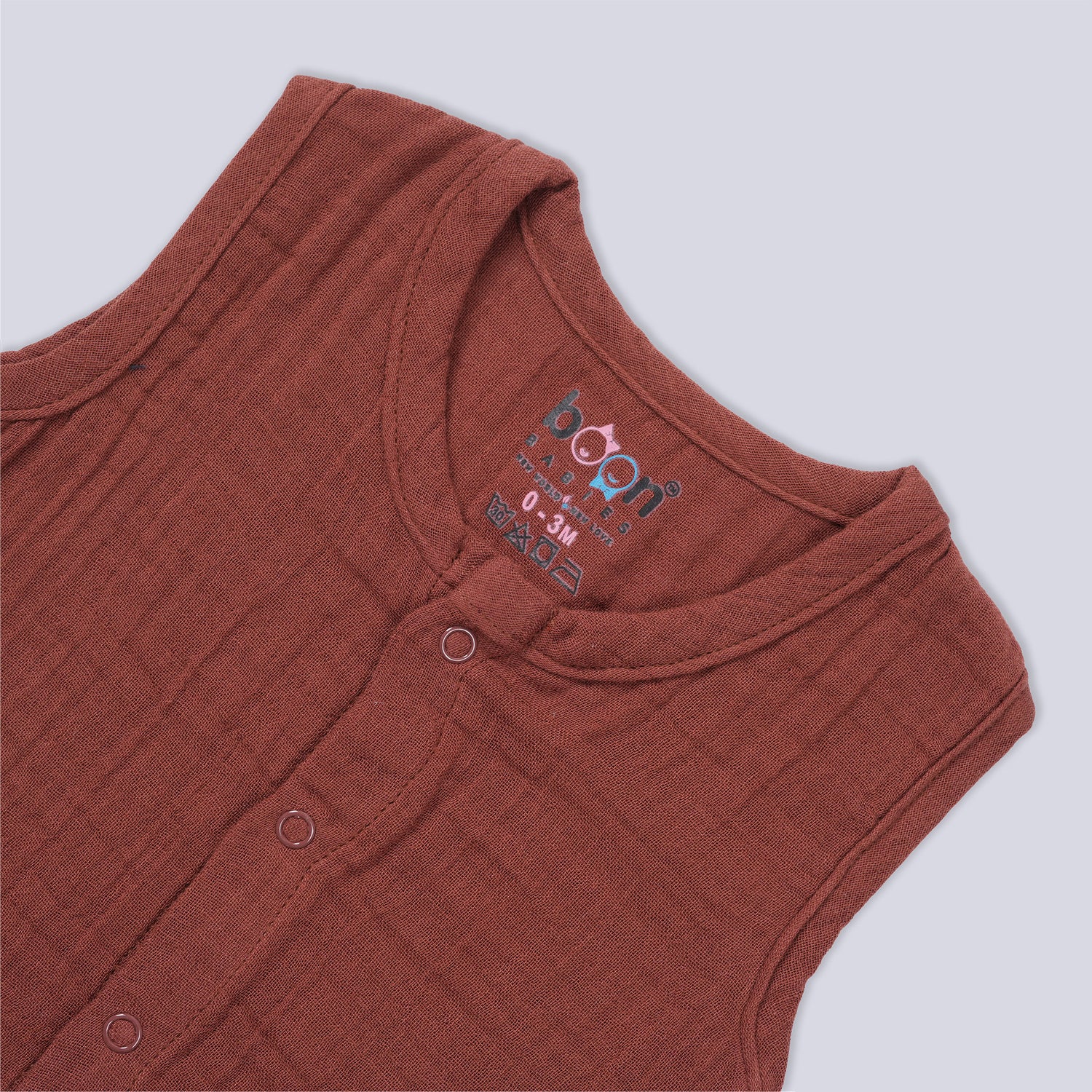 Rust Brown Crinkled Muslin Jabla & Shorts Set – Cozy Comfort for Little One