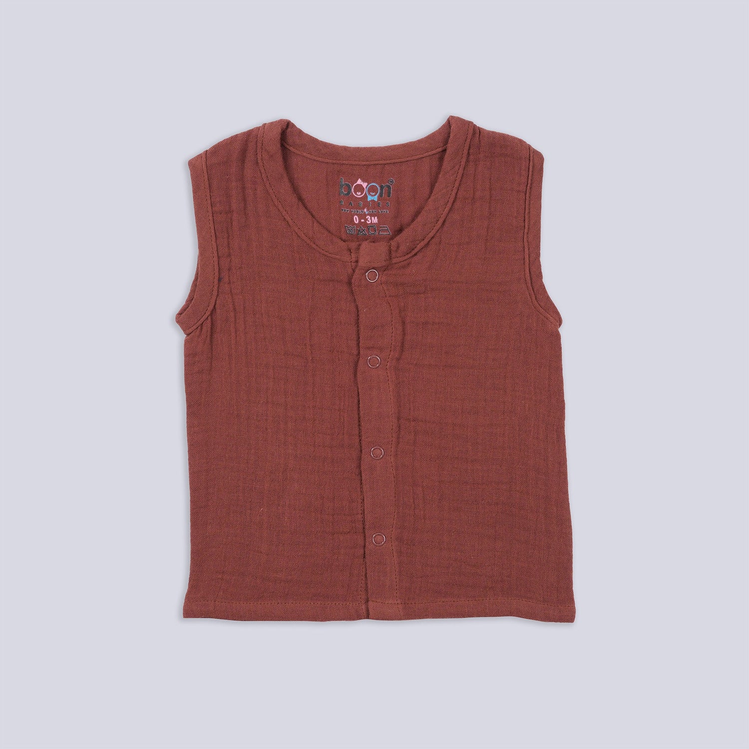 Rust Brown Crinkled Muslin Jabla & Shorts Set – Cozy Comfort for Little One