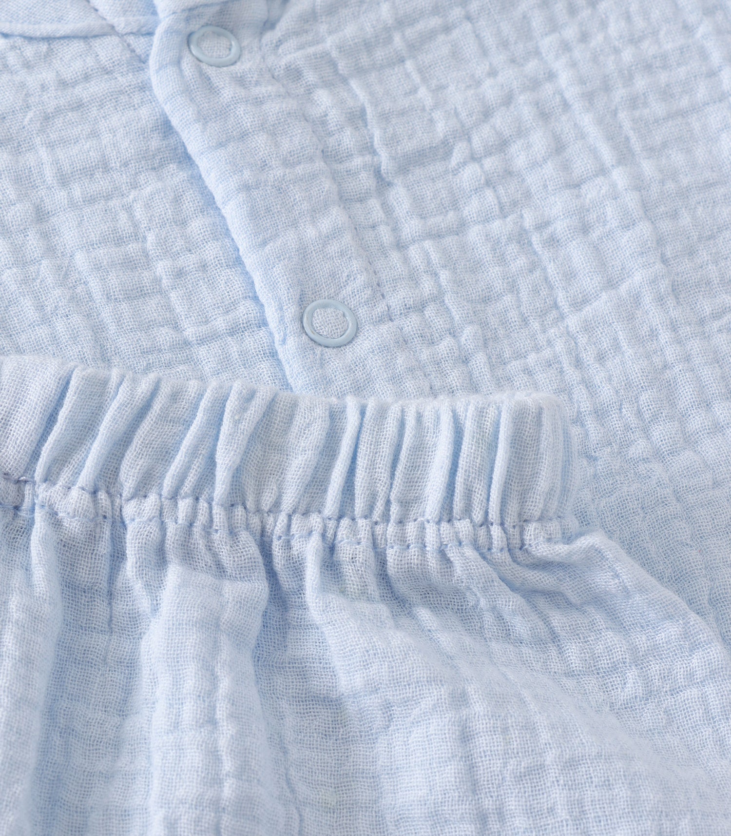 Pastel sky blue muslin jabla & shorts set. Soft, breathable, and ultra-comfy everyday wear for babies aged 3–24 months.