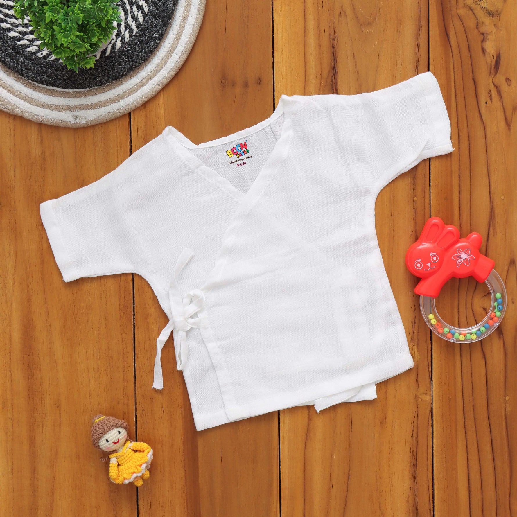 Elegant White Baby Kimono Top with Tie Knot Boon Babies