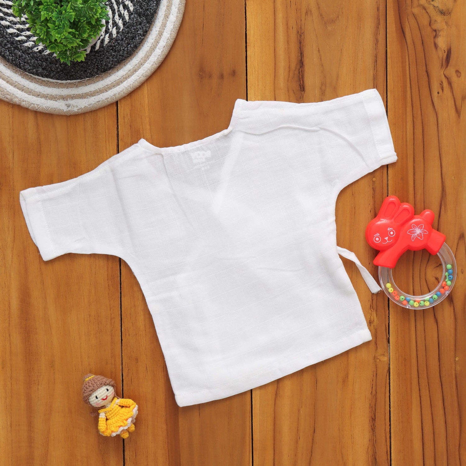 Elegant White Baby Kimono Top with Tie Knot Boon Babies
