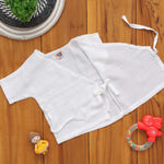 Elegant White Baby Kimono Top with Tie Knot Boon Babies