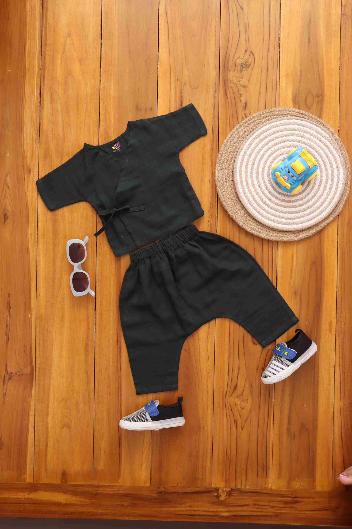 Timeless Comfort-Green Baby Kimono Top with Matching Pants Boon Babies