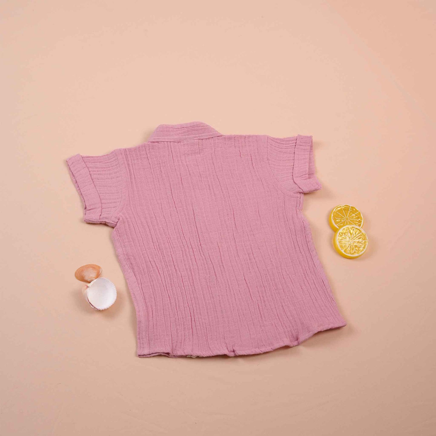 Boys Organic Muslin Shirt with Lace Detailing  Mauve Boon Babies