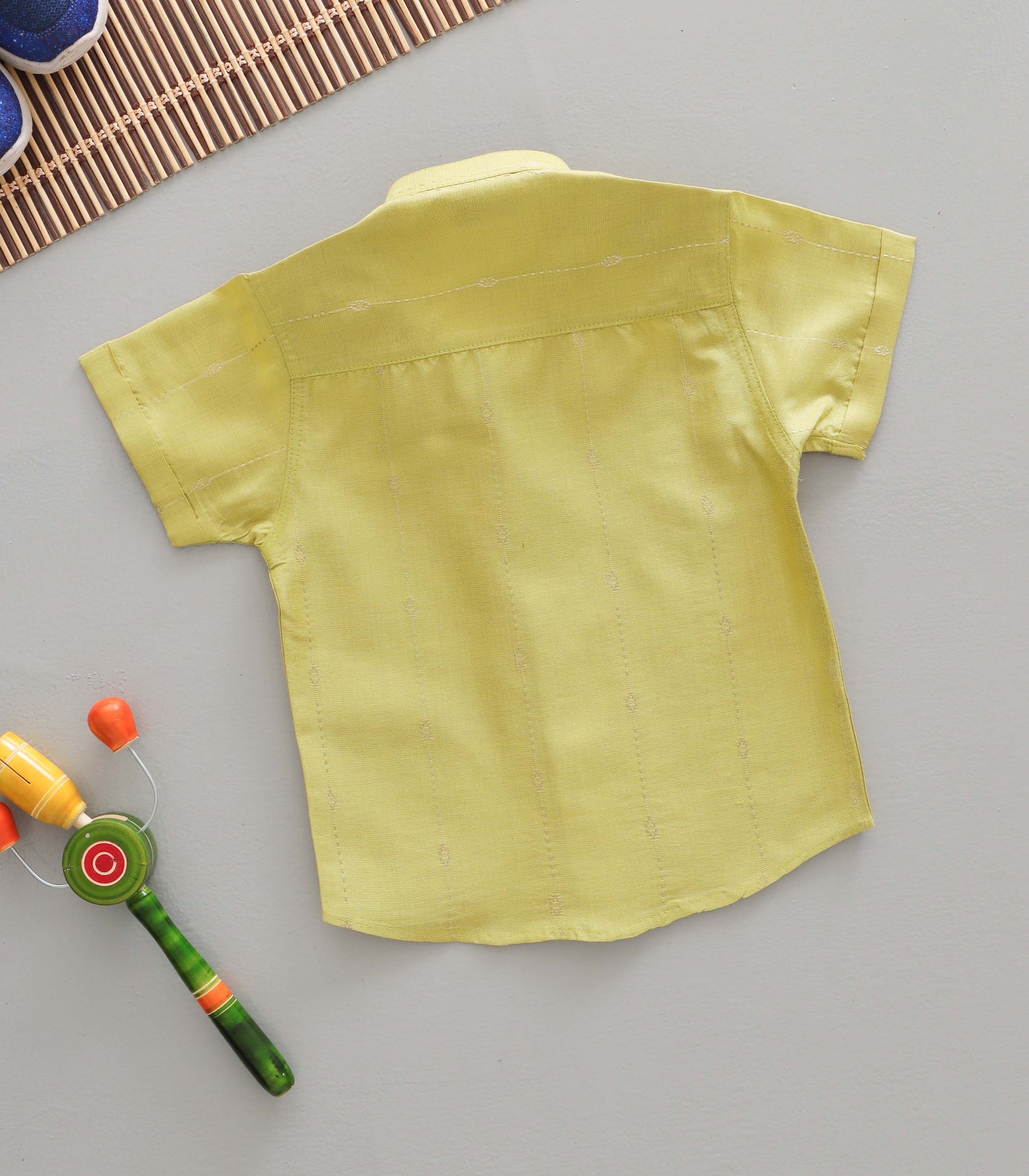 Boys Premium Cotton Mandarin Collar Shirt – Olive Green
