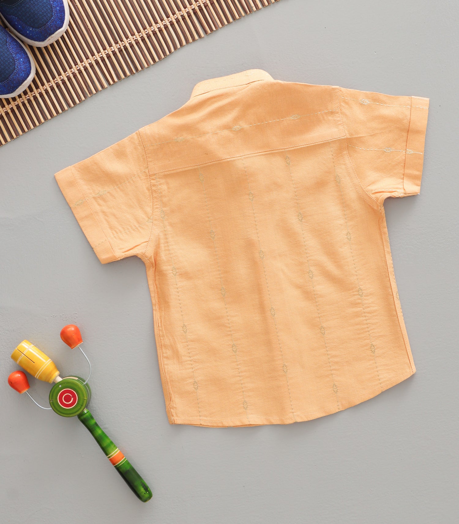 Boys Cotton Mandarin Collar Shirt – Orange